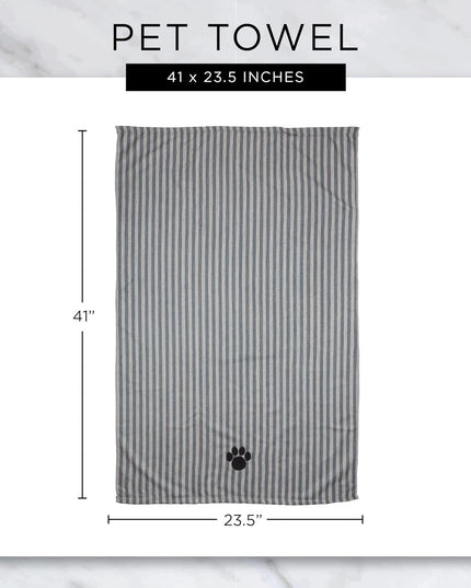 Pet Grooming Towel Collection Absorbent Microfiber X-Large, 41X23.5", Embroidered Taupe