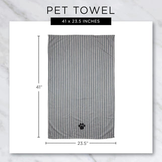 Pet Grooming Towel Collection Absorbent Microfiber X-Large, 41X23.5", Embroidered Taupe