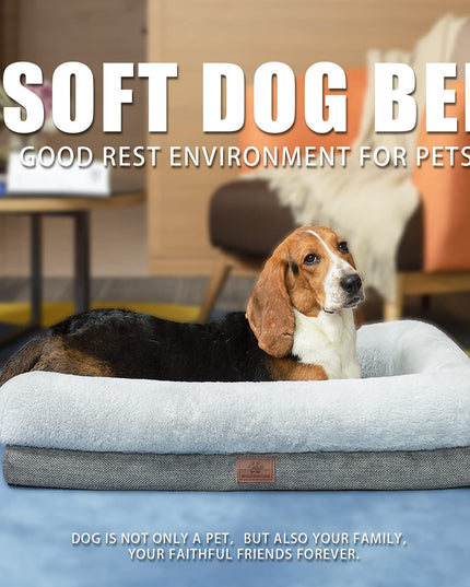 Orthopedic Dog Bed for Medium Dogs, Bolster Sides Dogs Sofa Bed with Removable Washable Cover & Non-Skid Bottom, Soft Pet Bed with Egg Foam Dog Couch for Sleeping, 31 X 25 Inch, Gray