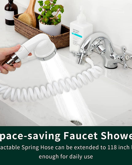 Sink Faucet Sprayer Attachment, Shower Head Attaches to Tub Faucet, Dog Bathing Hose Shower Set for Laundry Bathroom Kitchen