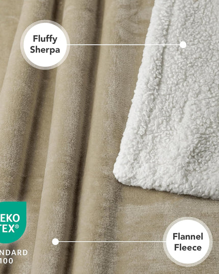 Dog Blanket for Medium Large Dogs and Pets, Soft Sherpa Fleece Pet Blanket Throw for Cats Puppies, Reversible Plush Couch Cover Protector for Sofa Bed Car Seat, Machine Washable, 80X60, Taupe