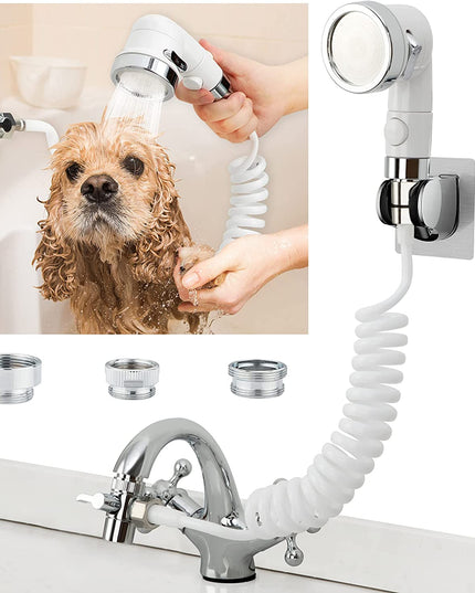Sink Faucet Sprayer Attachment, Shower Head Attaches to Tub Faucet, Dog Bathing Hose Shower Set for Laundry Bathroom Kitchen
