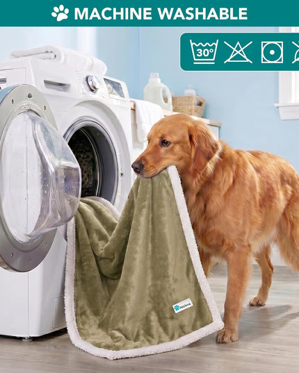 Dog Blanket for Medium Large Dogs and Pets, Soft Sherpa Fleece Pet Blanket Throw for Cats Puppies, Reversible Plush Couch Cover Protector for Sofa Bed Car Seat, Machine Washable, 80X60, Taupe