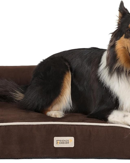 X-Large Dog Bed, Orthopedic Dog Sofa Memory Foam Mattress, Calming Dog Couch Bed, Wall Rim Pillow, Water Resistant Liner, Washable Cover, Non-Slip Bottom, Chester, X-Large Cocoa Brown