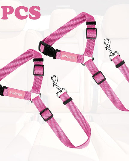 2 Packs Dog Cat Safety Seat Belt Strap Car Headrest Restraint Adjustable Nylon Fabric Dog Restraints Vehicle Seatbelts Harness