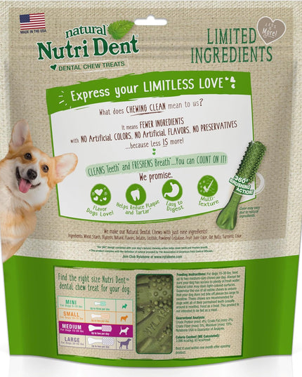 Nutri Dent Dog Dental Treats - Natural Dog Teeth Cleaning & Breath Freshener - Dental Treats for Dogs - Fresh Breath Flavor, Medium (40 Count)