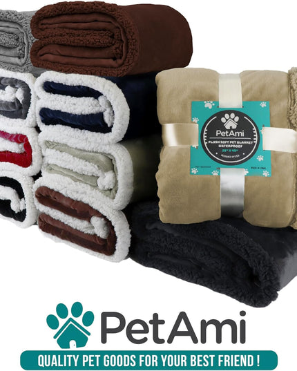 Dog Blanket for Medium Large Dogs and Pets, Soft Sherpa Fleece Pet Blanket Throw for Cats Puppies, Reversible Plush Couch Cover Protector for Sofa Bed Car Seat, Machine Washable, 80X60, Taupe