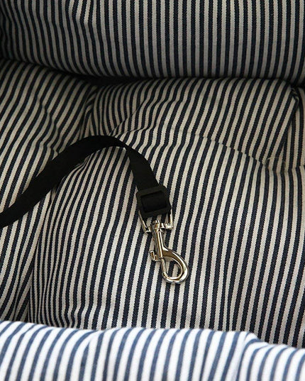 Dog Car Seat Pet Booster Seat Pet Travel Safety Dog Bed for Car with Storage Pocket (Coffee Stripe)