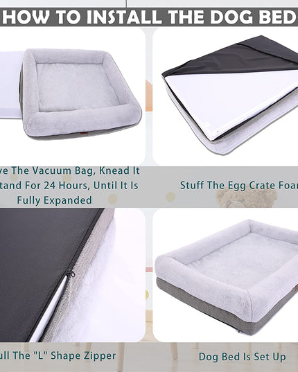 Orthopedic Dog Bed for Medium Dogs, Bolster Sides Dogs Sofa Bed with Removable Washable Cover & Non-Skid Bottom, Soft Pet Bed with Egg Foam Dog Couch for Sleeping, 31 X 25 Inch, Gray