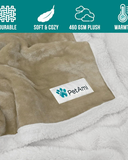 Dog Blanket for Medium Large Dogs and Pets, Soft Sherpa Fleece Pet Blanket Throw for Cats Puppies, Reversible Plush Couch Cover Protector for Sofa Bed Car Seat, Machine Washable, 80X60, Taupe