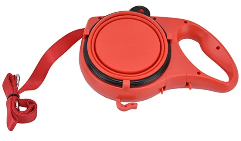 All-in-One Pet Walking Leash with Built-In Water Bottle, Bowl, and Waste Bag Holder