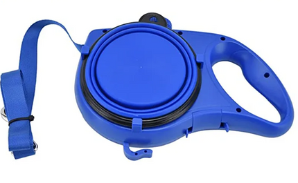 All-in-One Pet Walking Leash with Built-In Water Bottle, Bowl, and Waste Bag Holder