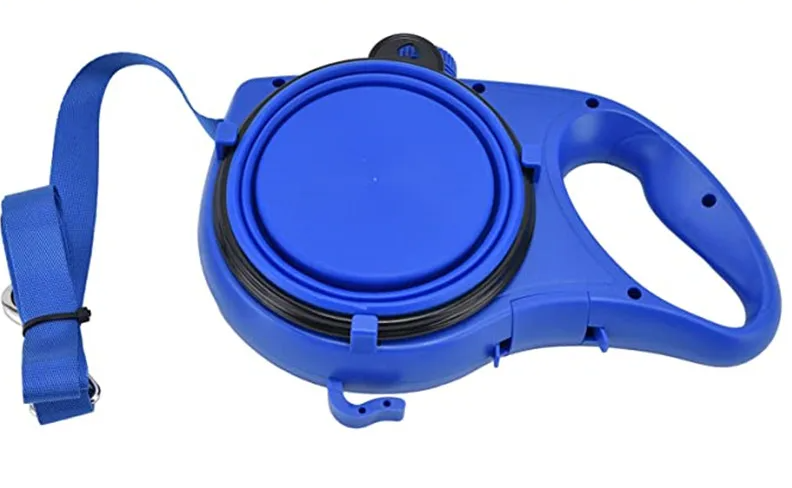 All-in-One Pet Walking Leash with Built-In Water Bottle, Bowl, and Waste Bag Holder