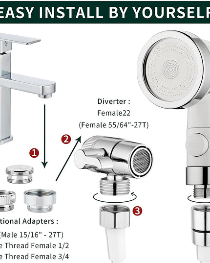 Sink Faucet Sprayer Attachment, Shower Head Attaches to Tub Faucet, Dog Bathing Hose Shower Set for Laundry Bathroom Kitchen