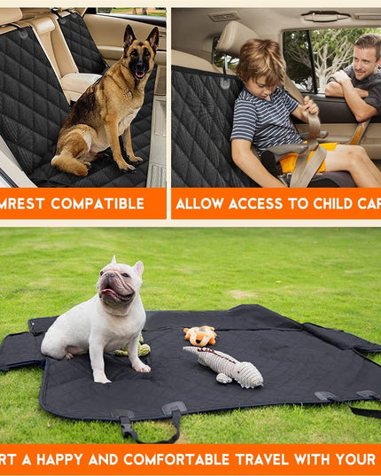 Dog Car Seat Cover, Back Seat Cover for Dogs Pet Car Seat Protector Waterproof Rear Seat Cover Durable Car Seat Cover, Fits Middle Armrest for Most Cars Suvs Trucks (53” Width)- Black