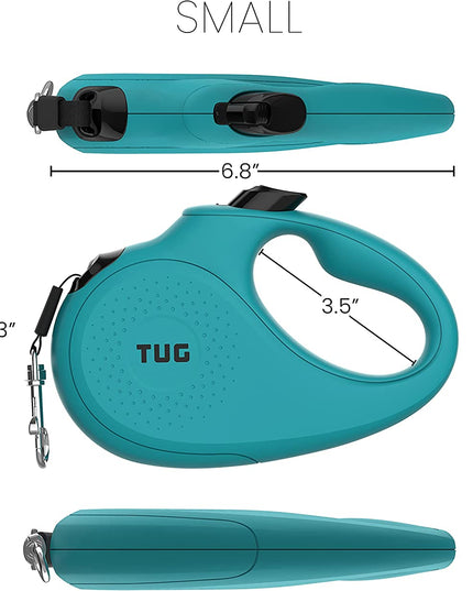 Monochrome 360° Tangle-Free Retractable Dog Leash | 16 Ft Strong Nylon Tape (Small, Aqua)