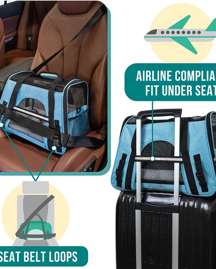 Blue Airline Approved Pet Carrier for Medium-Large Animals