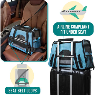 Blue Airline Approved Pet Carrier for Medium-Large Animals