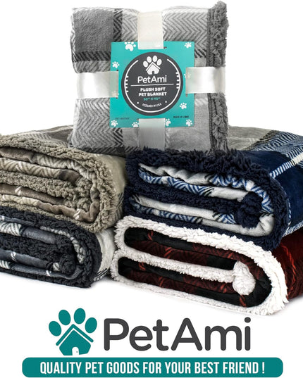 Dog Blanket for Small Medium Dogs and Cats, Soft Sherpa Fleece Pet Blanket Throw for Puppies Kittens, Reversible Plush Couch Cover Protector Sofa Bed Crate, Machine Washable, 60X40, Checker Red