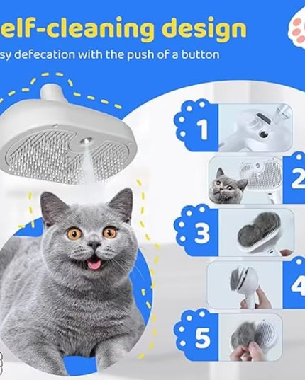 3-In-1 Dog Hair Brush Cat Hair Brush Electric Pet Cleaning Brush Steam Spray Brush Massage Hair Removal Comb Anti-Tangle Brush