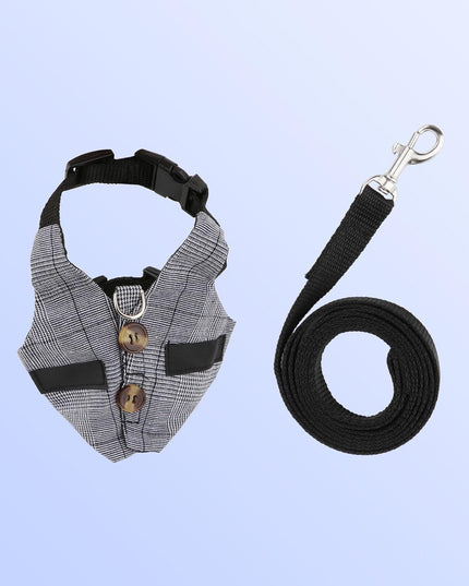 Rabbit Vest Harness and Leash Set Adjustable Formal Suit Style for Bunny or for Small Animals. (S)
