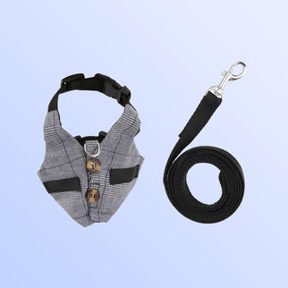 Rabbit Vest Harness and Leash Set Adjustable Formal Suit Style for Bunny or for Small Animals. (S)