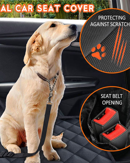 Dog Car Seat Cover, Back Seat Cover for Dogs Pet Car Seat Protector Waterproof Rear Seat Cover Durable Car Seat Cover, Fits Middle Armrest for Most Cars Suvs Trucks (53” Width)- Black