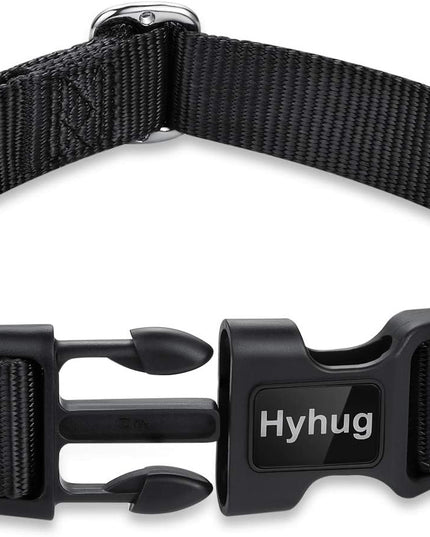Medium Dog Collar, Black:Heavy-Duty Quick-Release Nylon Buckle, Adjustable & Durable, Cute Dog Collar (Medium, Black)