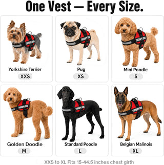 Reflective Therapy Dog Vest Harness with 2 Removable Patches, Adjustable Woven Nylon, for Therapy Visits and Volunteer Programs, Red, Extra Small