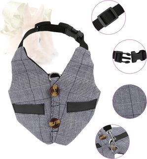 Rabbit Vest Harness and Leash Set Adjustable Formal Suit Style for Bunny or for Small Animals. (S)