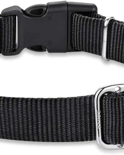 Medium Dog Collar, Black:Heavy-Duty Quick-Release Nylon Buckle, Adjustable & Durable, Cute Dog Collar (Medium, Black)