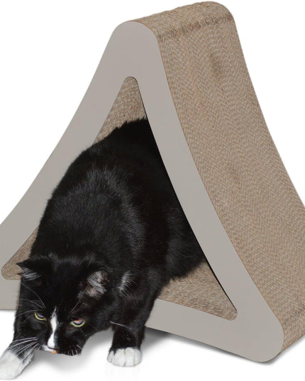 3-Sided Vertical Scratch Play & Perch Cat Scratching Post, 18" X 10.5" X 15.9", Multiple Angle Cat Scratching Pad; 6 Usable Sides, 100% Recyclable Cardboard Lounge