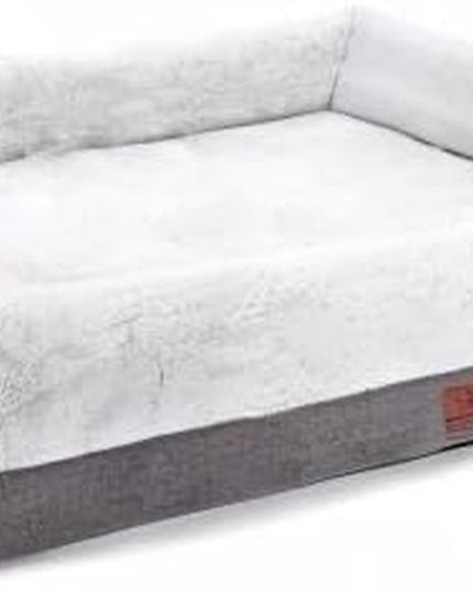 Orthopedic Dog Bed for Medium Dogs, Bolster Sides Dogs Sofa Bed with Removable Washable Cover & Non-Skid Bottom, Soft Pet Bed with Egg Foam Dog Couch for Sleeping, 31 X 25 Inch, Gray