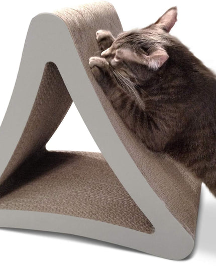 3-Sided Vertical Scratch Play & Perch Cat Scratching Post, 18" X 10.5" X 15.9", Multiple Angle Cat Scratching Pad; 6 Usable Sides, 100% Recyclable Cardboard Lounge