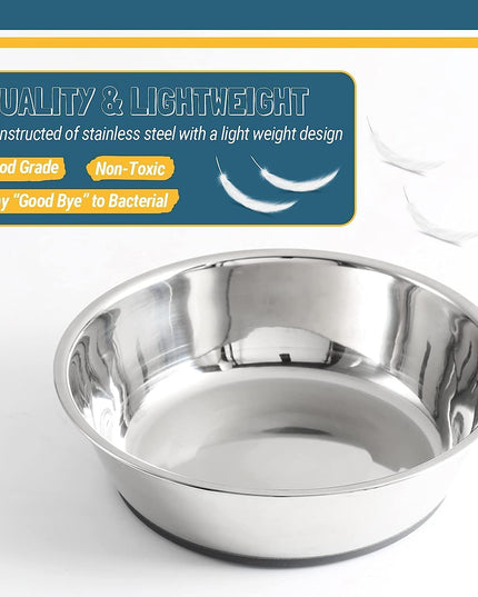 Lightweight Stainless Steel Cat Bowls - 3 Cup, 2 Pack
