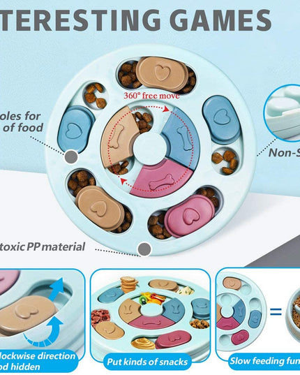 Interactive Dog Puzzle Game Toys, Dog Enrichment Toys for Puppy Mentally Stimulating Treat Dispenser Dog Treat Puzzle Feeder for Small,Medium and & Large Dogs Treat Training (Blue)