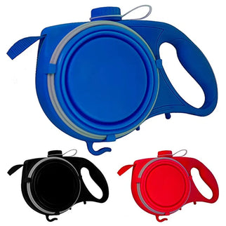 All-in-One Pet Walking Leash with Built-In Water Bottle, Bowl, and Waste Bag Holder
