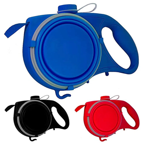 All-in-One Pet Walking Leash with Built-In Water Bottle, Bowl, and Waste Bag Holder