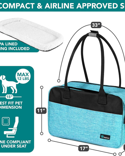 Dog Purse Carrier for Small Animals, TSA Airline Approved Soft-Sided Pet Carrier with Pockets, Ventilated Travel Tote Bag with Bed & Shoulder Strap, (Max 12 Lbs)