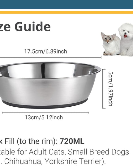 Lightweight Stainless Steel Cat Bowls - 3 Cup, 2 Pack