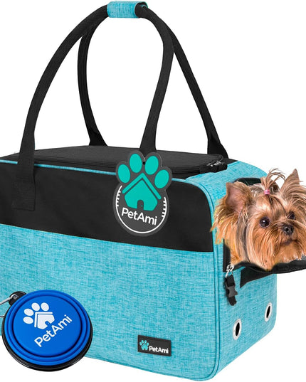 Dog Purse Carrier for Small Animals, TSA Airline Approved Soft-Sided Pet Carrier with Pockets, Ventilated Travel Tote Bag with Bed & Shoulder Strap, (Max 12 Lbs)