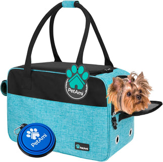 Dog Purse Carrier for Small Animals, TSA Airline Approved Soft-Sided Pet Carrier with Pockets, Ventilated Travel Tote Bag with Bed & Shoulder Strap, (Max 12 Lbs)