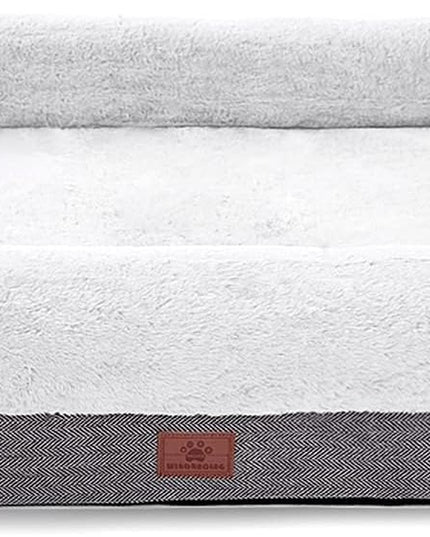 Orthopedic Dog Bed for Medium Dogs, Bolster Sides Dogs Sofa Bed with Removable Washable Cover & Non-Skid Bottom, Soft Pet Bed with Egg Foam Dog Couch for Sleeping, 31 X 25 Inch, Gray