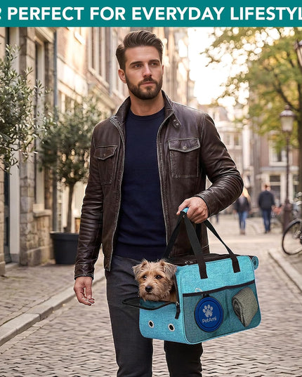 Dog Purse Carrier for Small Animals, TSA Airline Approved Soft-Sided Pet Carrier with Pockets, Ventilated Travel Tote Bag with Bed & Shoulder Strap, (Max 12 Lbs)