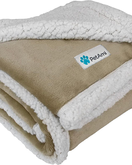 Dog Blanket for Medium Large Dogs and Pets, Soft Sherpa Fleece Pet Blanket Throw for Cats Puppies, Reversible Plush Couch Cover Protector for Sofa Bed Car Seat, Machine Washable, 80X60, Taupe