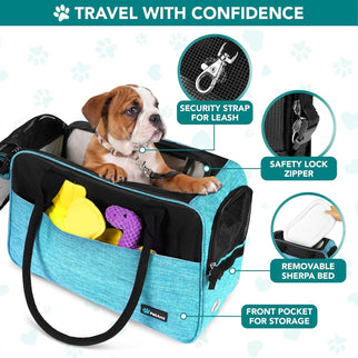 Dog Purse Carrier for Small Animals, TSA Airline Approved Soft-Sided Pet Carrier with Pockets, Ventilated Travel Tote Bag with Bed & Shoulder Strap, (Max 12 Lbs)
