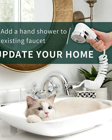 Sink Faucet Sprayer Attachment, Shower Head Attaches to Tub Faucet, Dog Bathing Hose Shower Set for Laundry Bathroom Kitchen
