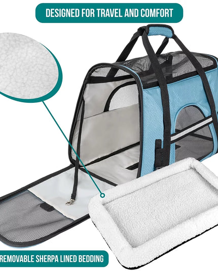 Blue Airline Approved Pet Carrier for Medium-Large Animals