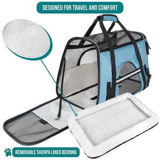Blue Airline Approved Pet Carrier for Medium-Large Animals