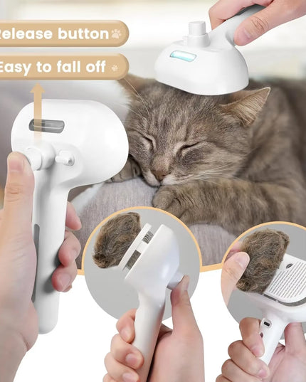3-In-1 Dog Hair Brush Cat Hair Brush Electric Pet Cleaning Brush Steam Spray Brush Massage Hair Removal Comb Anti-Tangle Brush